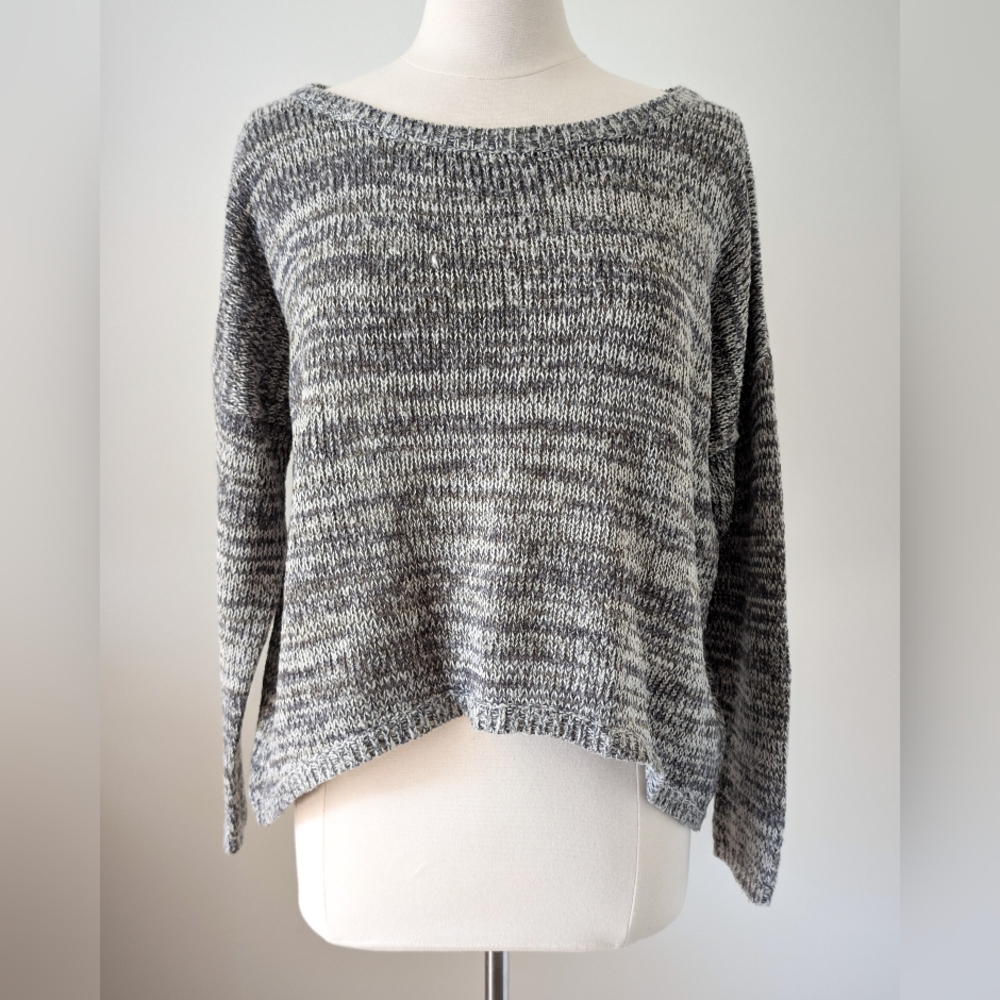 VERO MODA Tango LS Zipper heather gray knitted sweater boat neckline XLARGE